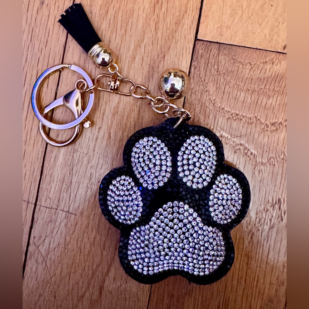 Rhinestone Dog Paw Keychain/Bag Charm NEW in package